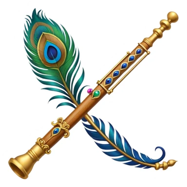 Krishna's flute with peacock feather  sticker