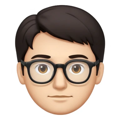 standard male emoji with dark hair, glasses, minimal details sticker