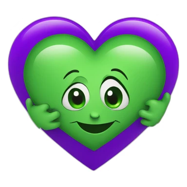 Heart one side green and other purple sticker