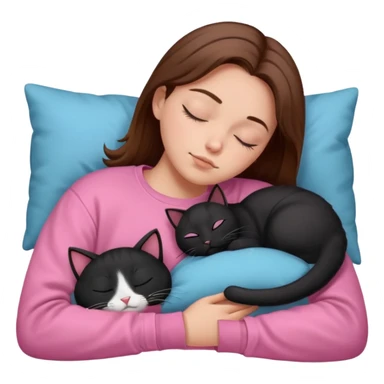 sleeping pink sweatshirt brown hair Sleeping black cat sticker