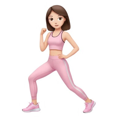 white girl brunette  in light pink clothes exercising sticker
