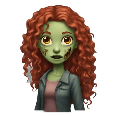 Zombie girl with long red curly hair sticker