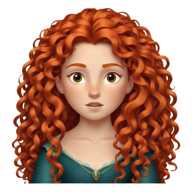 Merida from Brave with extremely long wild curly red hair and lots of freckles covering her face sticker