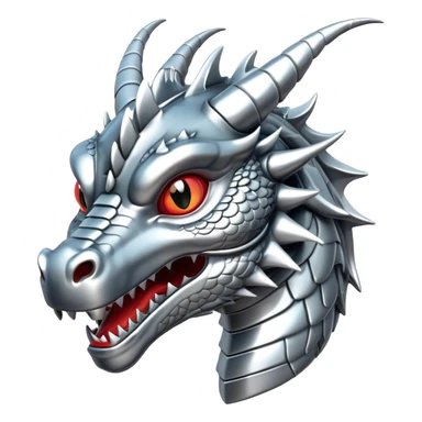3d head of chrome plated silver dragon sticker