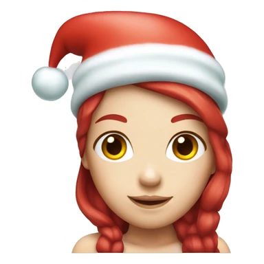 White Mermaid with red hair wearing a Christmas hat sticker