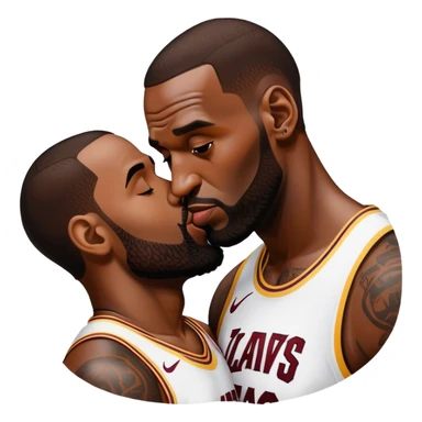 Lebron James kissing a guy  sticker