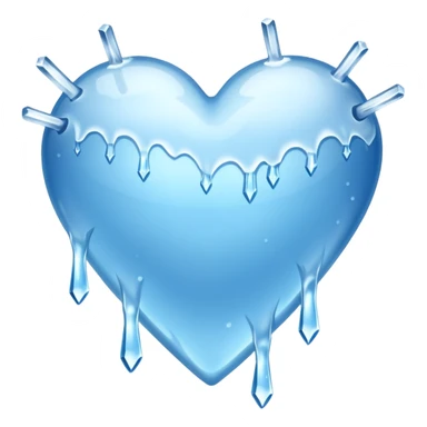 An ice blue heart with frost spidering across it and icecyles dripping from it sticker