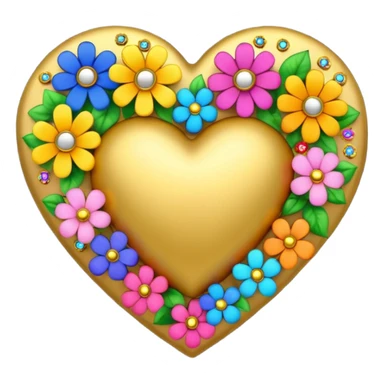 a golden heart studded with flowers sticker