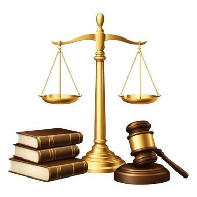 An icon featuring a gavel, legal scales, and a law book, symbolizing the study of law. The design includes a courthouse silhouette in the background, representing justice and legal systems. Transparent background highlights the principles of law and legal practice. sticker