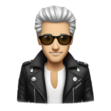 Long thin man with elvis hairdo, glasses and black leather jacket  sticker