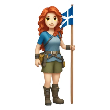 female mountaineer red hair holding ice axe and greek flag sticker