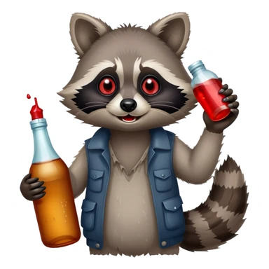 Drunk raccoon sticker