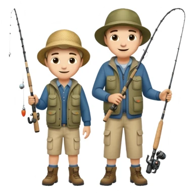 father and son fishing, full body sticker