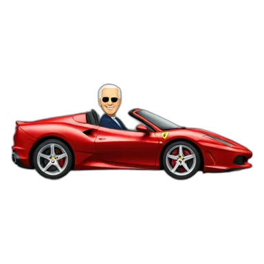 Biden driving Ferrari sticker