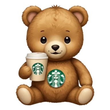 teddy bear with one cup of starbucks coffee sticker