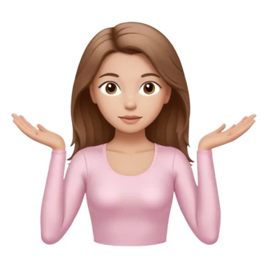 brown hair girl wearing light pink pilates clothes, silk beautiful medium hair and brown eyes sticker
