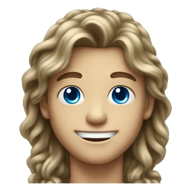 smiling boy with long hair blue eyes sticker