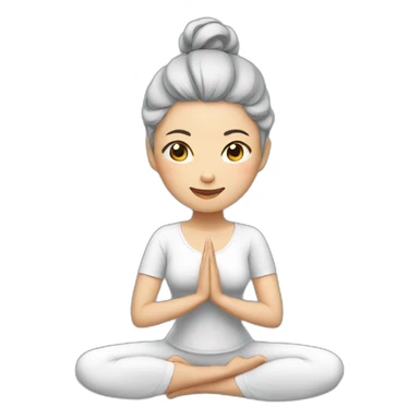Chinese lady with gray hair doing yoga sticker