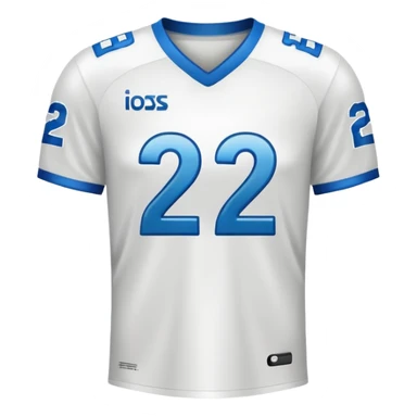 White football jersey at the back with number 22 sticker