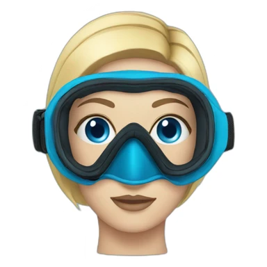 woman diving mask with blue eyes sticker