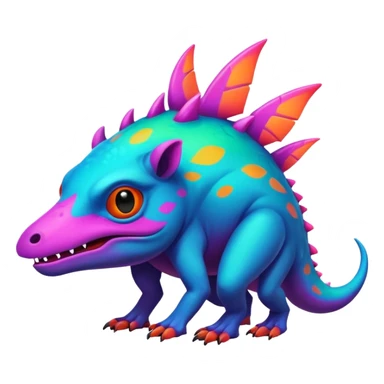 Dark vibrant pastel bright neon colorful edgy exotic painted Fakémon-Pokémon-Vernid-creature sticker