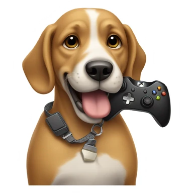 Dog holding a Xbox controller sticker