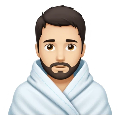 Man who is also a wet towel. Dark hair and dark facial scruff sticker