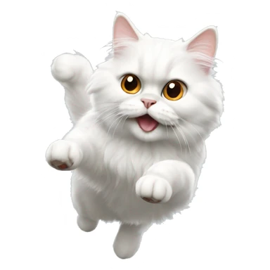 White persian cat jump sticker