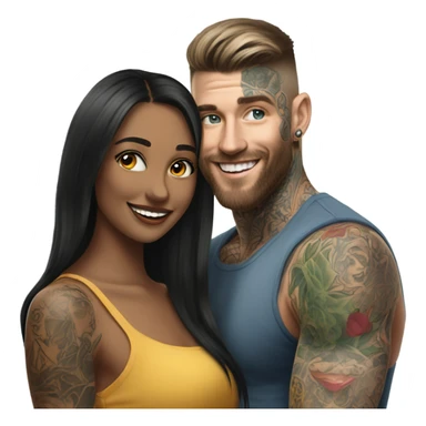 Hyper Realistic beautiful woman smiling at a very handsome tattooed man sticker