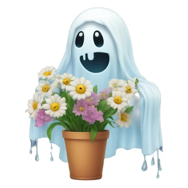 Ghost face watering flowers sticker