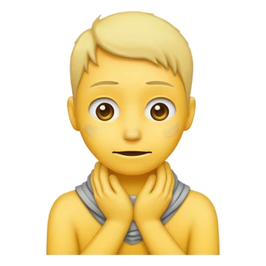 a non human yellow emoji with hands around neck wanting to die sticker