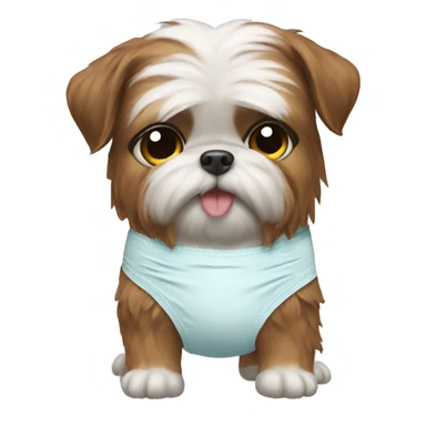 Shitzu wearing baby diaper sticker