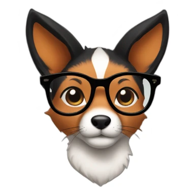 a fox with glasses black hair bun sticker