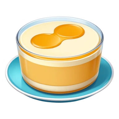 Guangdong double skin milk pudding with smooth layers, simplified emoji style with bold outlines and bright colors, cartoon style Double Pi Nai dessert sticker