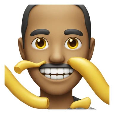 An emoji with a yellow bone in the mouth sticker