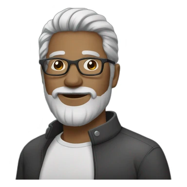  tall man, black and white hair, with medium gray beard, wearing round glasses sticker