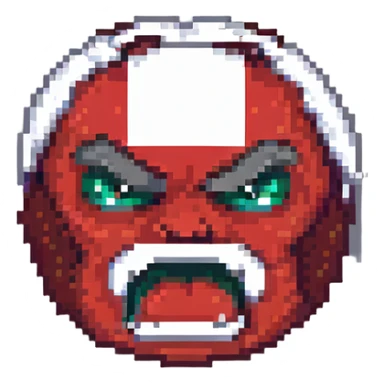 an angry Swiss flag with exaggerated angry expression, pixel art style sticker