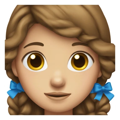 girl with brown hair with a blue bow in her head sticker