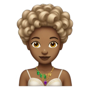 girl with hair mardi gras neutral skin tone sticker