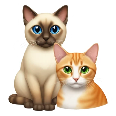 Siamese Cat and Orange cat sitting together sticker