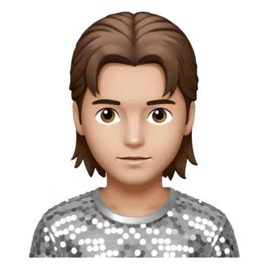 Tom Kaulitz from Tokio Hotel with long brown hair, silver sequin outfit  sticker
