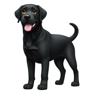 a black labrador, full body view without collar, waving with one paw, comicstyle sticker