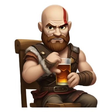 kratos drinking whiskey while smoking a cigar sticker