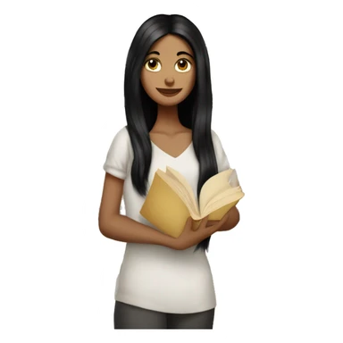 Slavenian white girl, long black hair, book in hand sticker