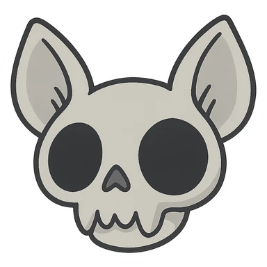 cute cartoon bat skull in whitish-gray with oversized black eye sockets sticker