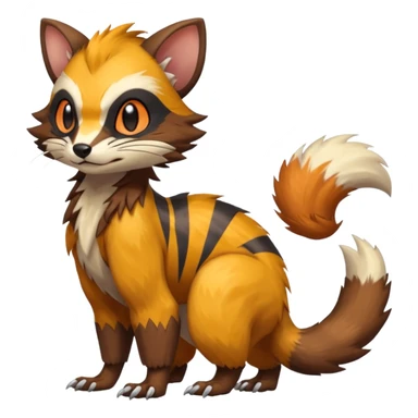 Trico-Sergal-Furret-Ferret-Wolverine-Vernid-fusion-Fakemon-animal-hybrid-creature, full body sticker