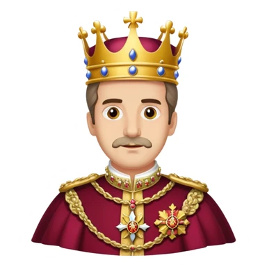 Carlos I of Spain, Habsburg king with crown and royal attire, prominent jaw sticker