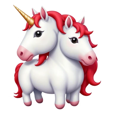 White unicorn hugging a red unicorn ￼￼ sticker