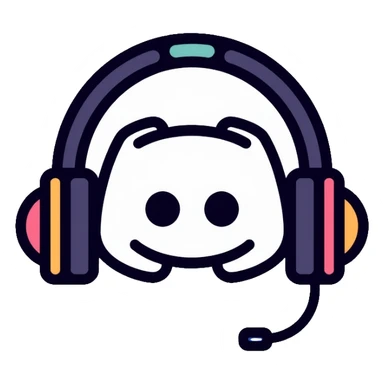 Discord logo with headphones, gaming communication app sticker