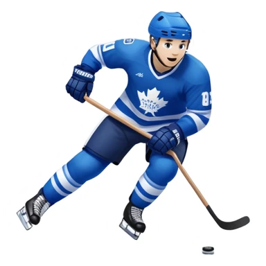 An icon featuring a hockey player in action, skating with a stick and puck on a fast-paced ice rink. The background shows a packed stadium with cheering fans, bright lights, and a snowy landscape visible through the arena's windows. Transparent background captures the excitement. sticker